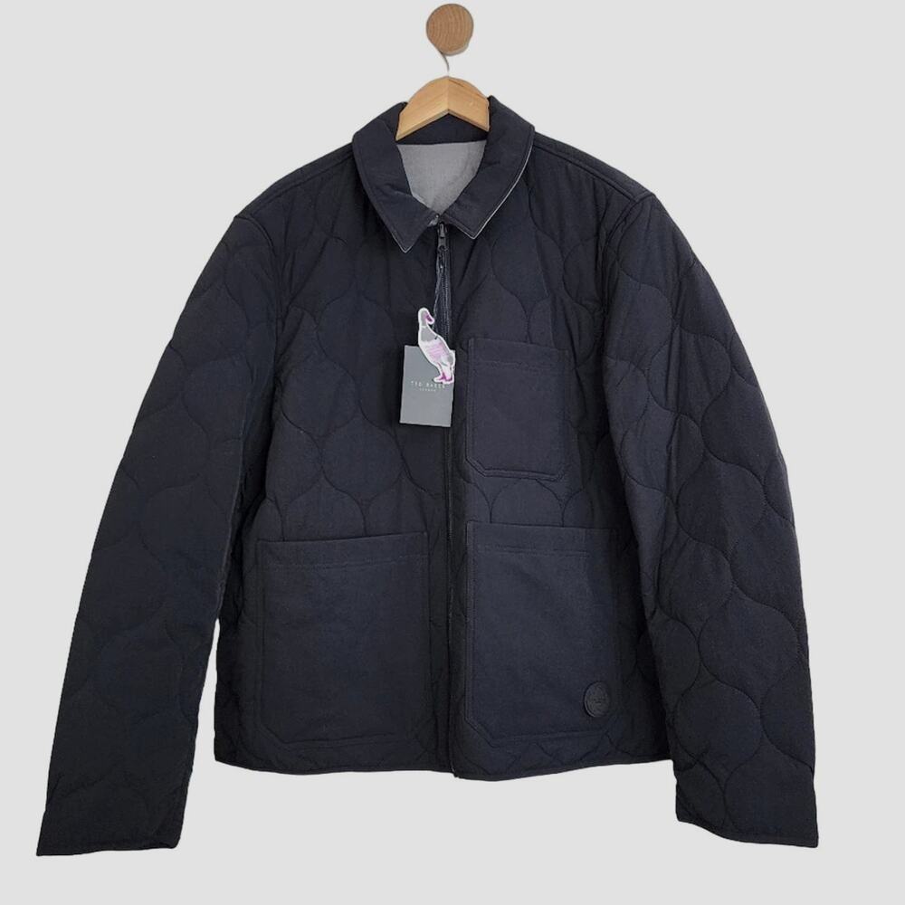 Ted Baker Men's Schuss Reversible Quilted Jacket NWT Size 7 3XL Black Coat